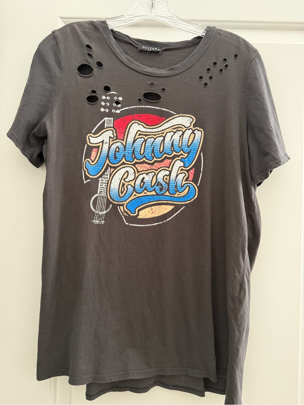 Zutter Johnny Cash Destroyed Distressed Graphic Tee